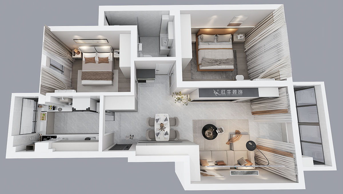 贾庭｜标营4号27栋4-707-88㎡-现代风格｜2室2厅1厨1卫｜老房装修｜定制家｜全包10